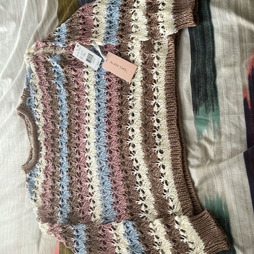 Black Tape Multi Colored Sweater, open weave, new